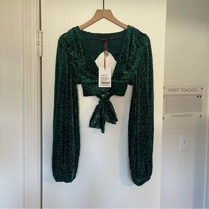 BRAND NEW::: Jagger and stone velvet emerald green top